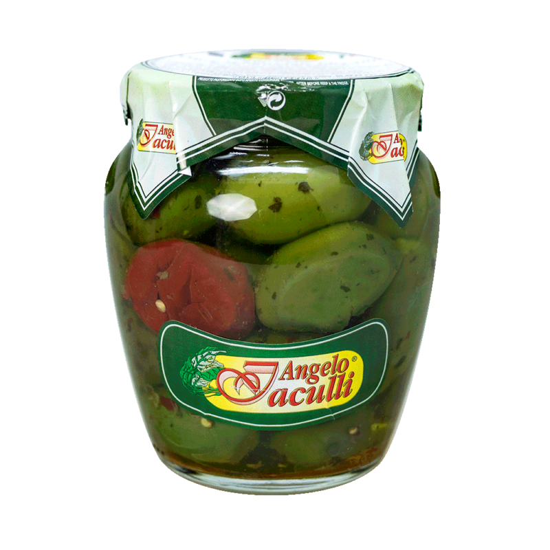 Crushed green olives (spicy) - pickled in sunflower oil